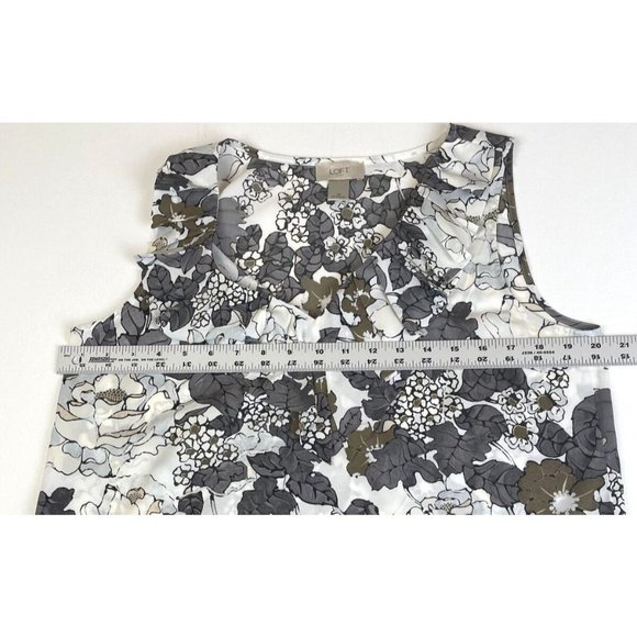 Ann Taylor LOFT Outlet Women's Sz Medium Floral Print Blouse Ruffle Neck Top - Picture 7 of 8